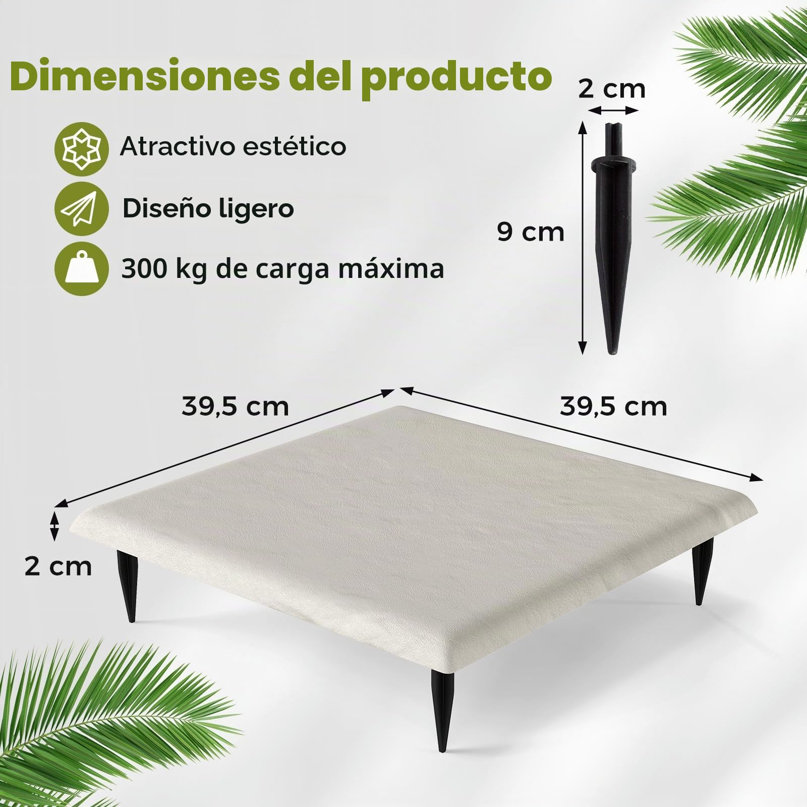 GIANTEX Camino de Pierdas con 8 Piezas, Escalones Cuadradas 39,5 x 39,5 cm, Baldosas de Jardín de PP Resistente, Superficie Antideslizante, Estacas para Tierra Incluidas (Beige)