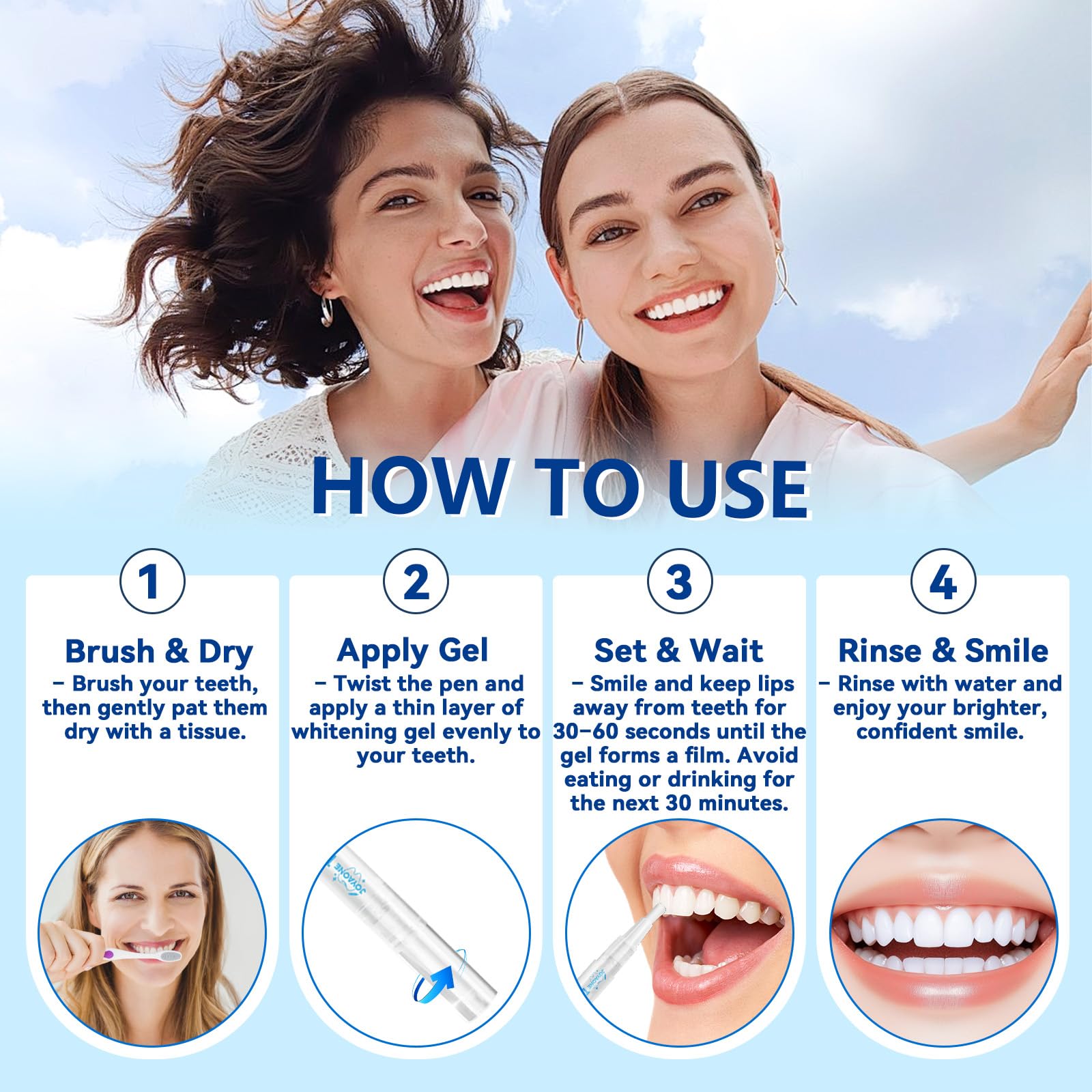Lápiz blanqueador dental, 2 unidades, blanqueador dental para eliminar manchas, blanqueamiento profesional de sonrisa en casa y fuera de casa (2 bolígrafos blanqueadores de dientes)