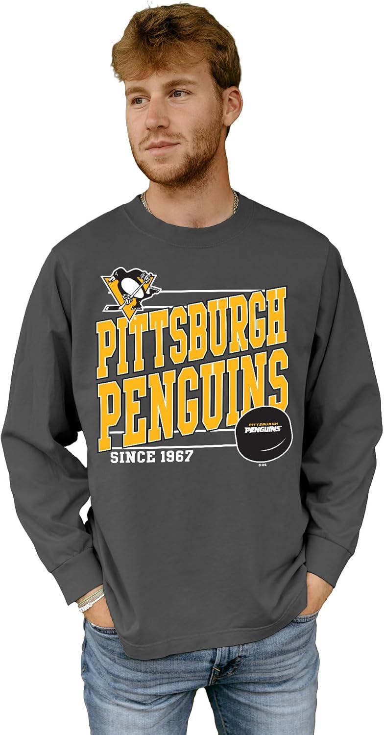 Blue 84 NHL Unisex-Adult NHL Officially Licensed Long Sleeve T-Shirt Throwback Club