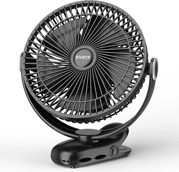 BIVBTP 12000mAh Clip on Fan 30H Longest Runtime, 8in Portable Fan Rechargeable, Ultra Quiet with Heavy-Duty Clamp, USB Desk Fans for Golf Cart,Office Desk, Treadmill, Camping, Bedroom