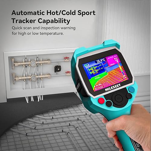 Miniatura 7 de MILESEEY - Cámara térmica de mano 256* 192 con resolución IR, pantalla LCD de 3,5 pulgadas, IP65, impermeable, recargable, 6 paletas, cámara térmica