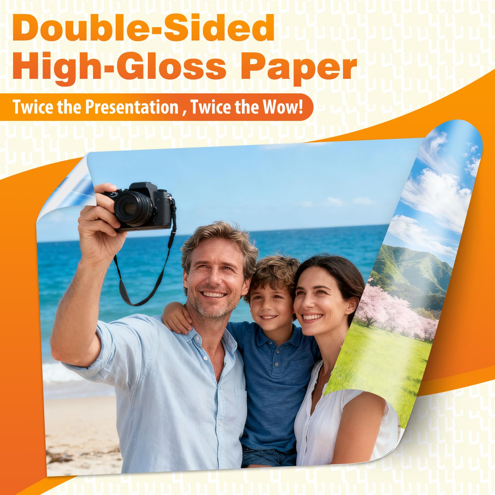 Uinkit 100 fogli di carta fotografica lucida double face, 27,9 x 35,6 cm, 24,5 kg per inchiostro colorato, 200 g/m², 27,9 x 35,6 cm, per stampanti a getto d'inchiostro