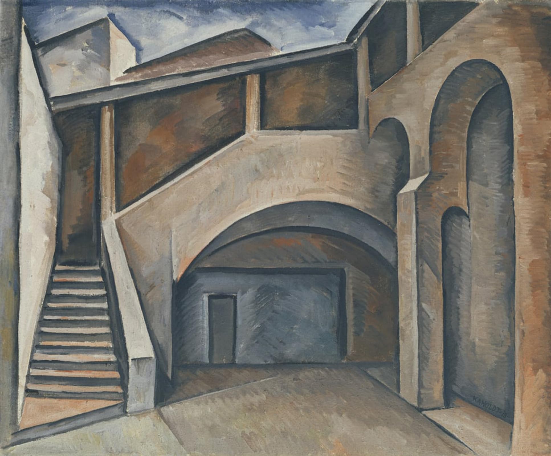 POSTERIIk Famous Modern Artwork Art Mural Courtyard by Alexander Kanoldt Oil Paintings Pictures for Home Decor 60x90cm