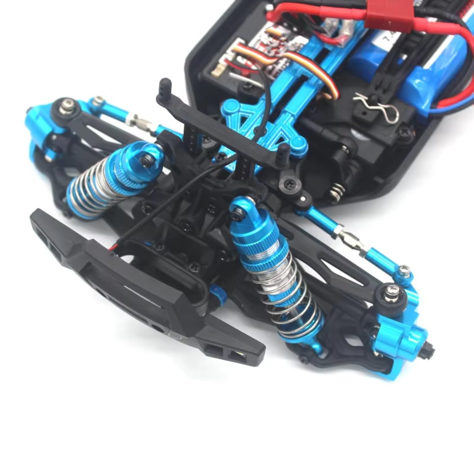 Amortiguadore Coche RC para SCY 16101 16102 16103 16104 16106 16201 RC 1/16 Piezas De Actualización Metal Amortiguadores Presión Aceite Vehículos Control Remoto(Sky Blue)