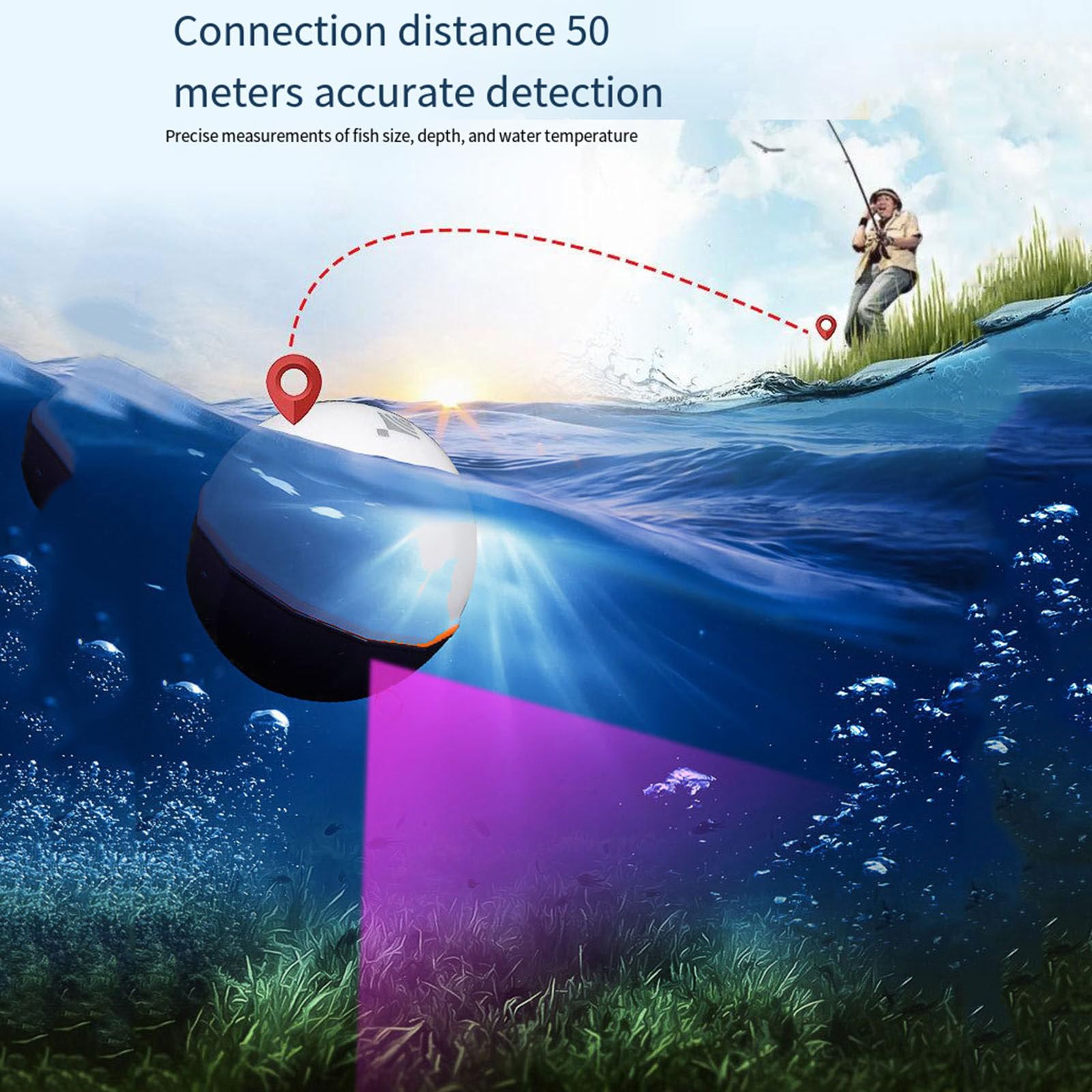 Sonar intelligent détecteur de poisson capteur sans fil Rechargeable 50M profondeur d'eau écho sondeur pêche pour appât bateau carpe pêche