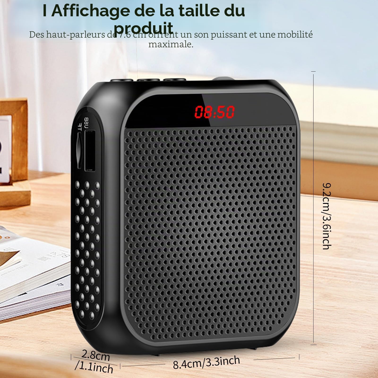 Amplificateur de voix sans fil Haut-parleur portable rechargeable avec micro Batterie 2200 mAh Mini amplificateur pour entraîneurs, enseignants, guides