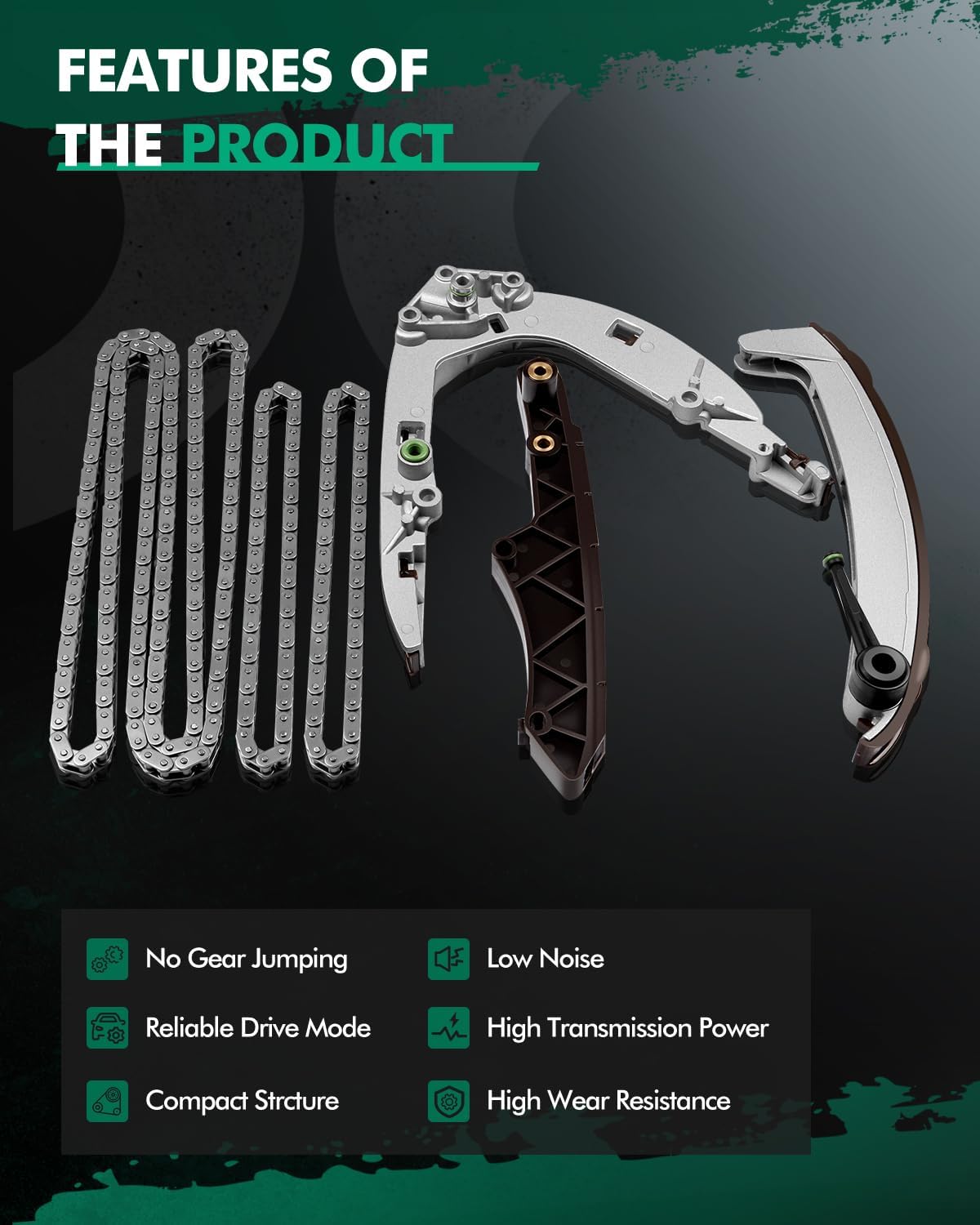 SCITOO Engine Timing Chain Kit - 11311741777, 11311747437, 11311741236, 11311745406, 11311741746Fit For Landfor Roverfor BMW Rangefor Rover540i X5 Z8 740i 740iL 840Ci 4.4L 4.6L 4.8L 4.9L 5.0L