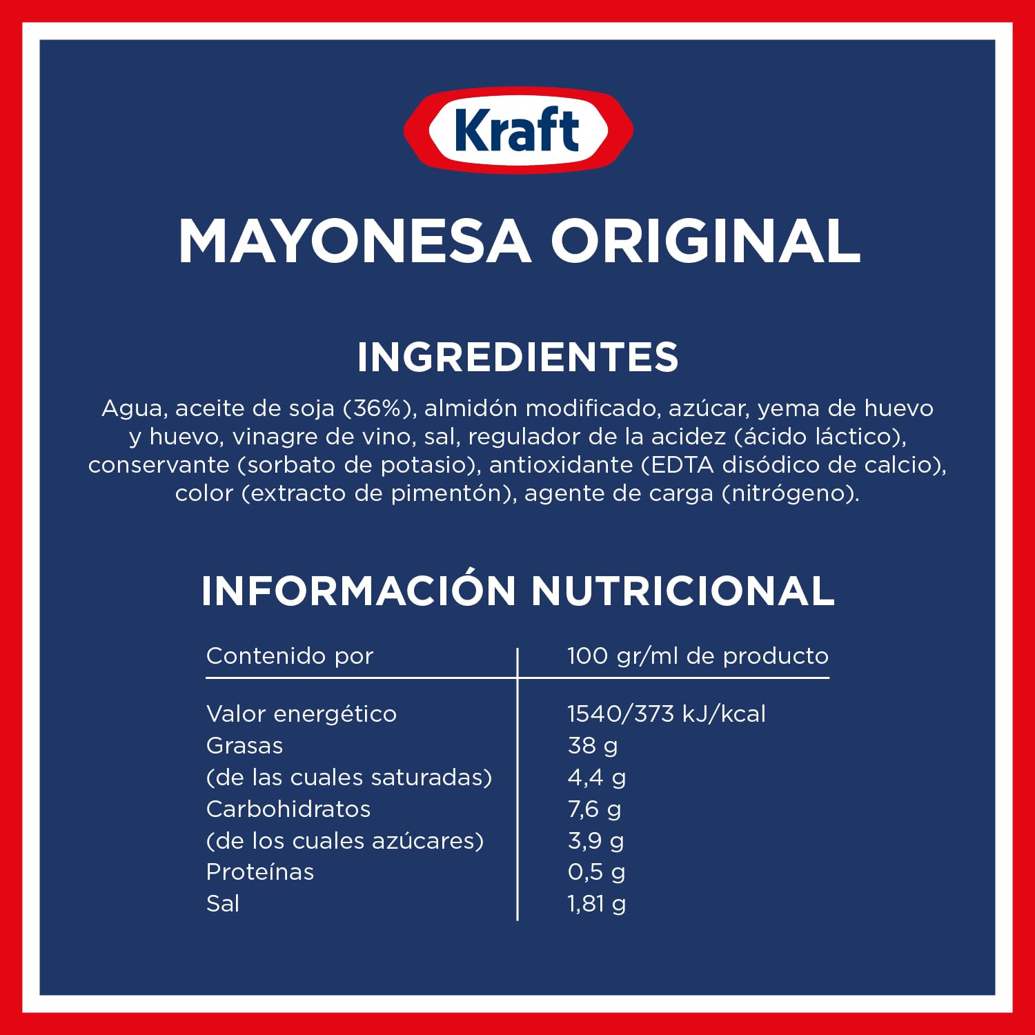 Kraft Salsa Mayonesa Sabor Tradicional Frasco 500ml