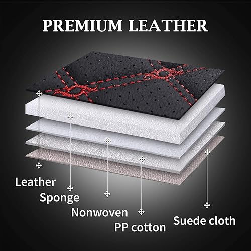 Vista 56 de Coverado Tundra - Juego completo de fundas de asiento de automóvil de cuero para camiones, fundas de asiento de automóvil, protector de ajuste Rojo