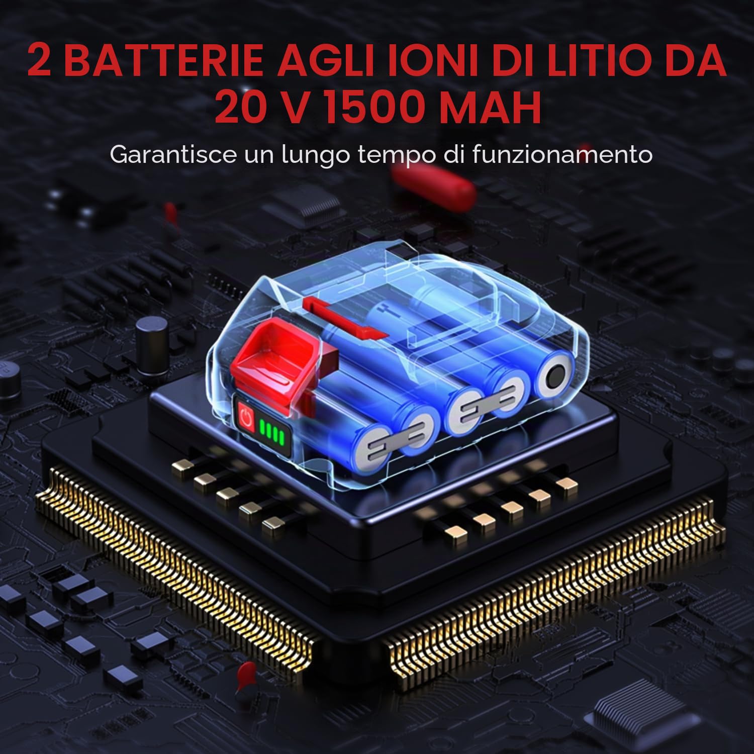 ONEVAN Pinza per rivetti a batteria, corsa 20mm, 20000N, pistola senza spazzole, automatica, con 2 batterie e 4 guide (3,2/4,0/4,8mm) per rivetti da Ø2,4-5,0 mm