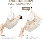 WBHome Extra grand hamac chaise swing avec kit de matériel, suspension Macrame chaise en coton toile pour chambre à l'intérieur extérieur, Max. Poids 330 Lbs (Beige)