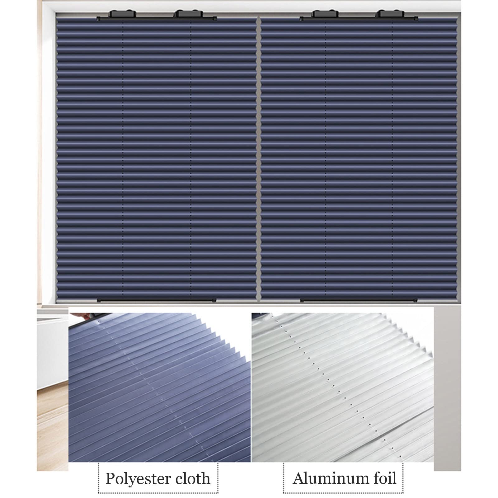 thumbnail: Rolgordijn Met Zuignappen – Verduisterend, Plissé Zonnescherm Voor Ramen (65x140 Cm, Zonder Boren)