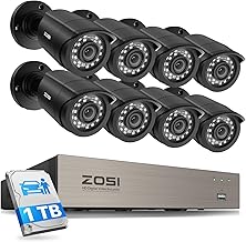 Sistema de cámara de seguridad 3K Lite 8CH para exteriores con disco duro de 1 TB, detección de personas/vehículos por IA, visión nocturna, grabadora de vídeo DVR H.265+ de 8 canales 5 MP Lite, 8 cámaras CCTV resistentes a la intemperie 1080P HD 1920TVL