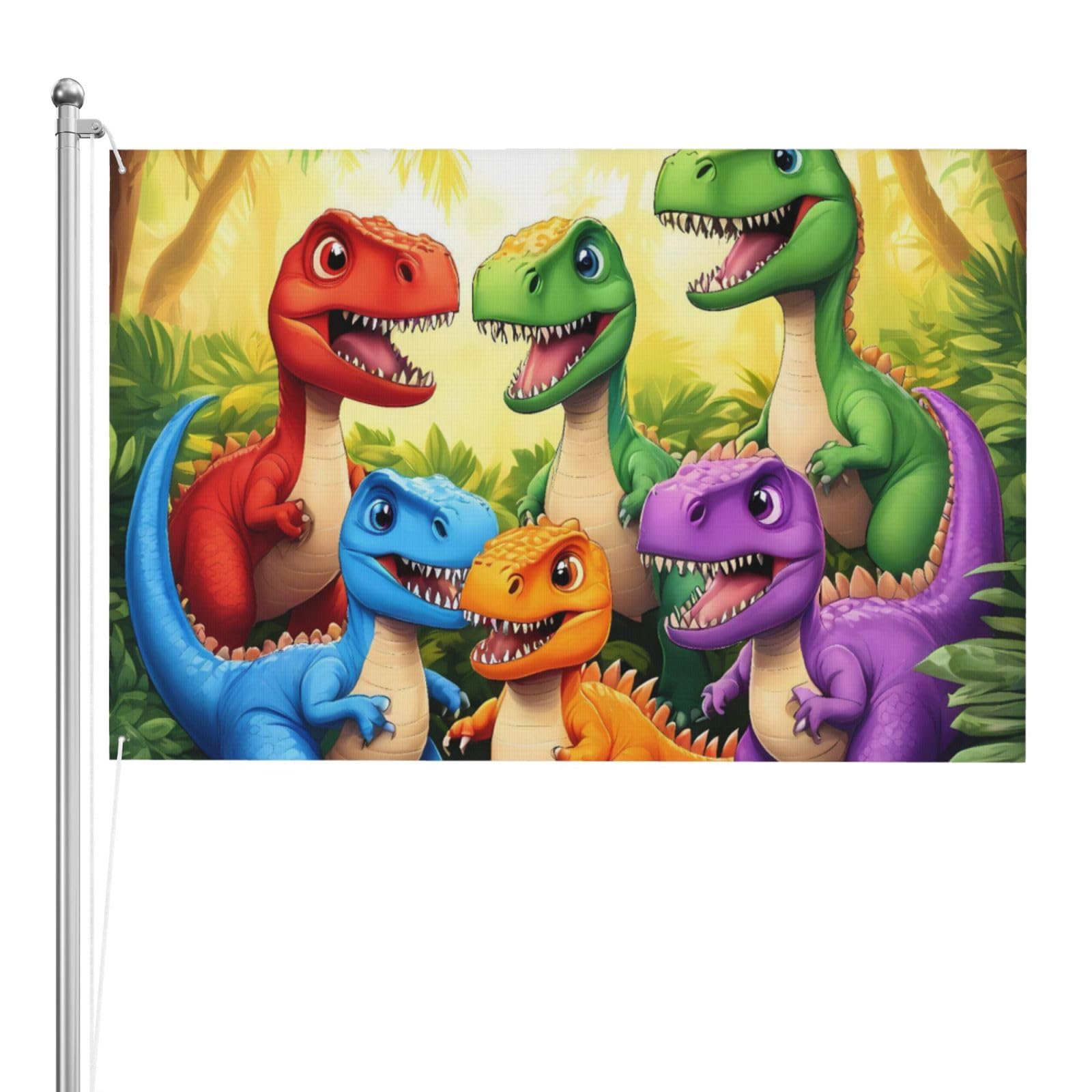 Drapeau dinosaure extérieur double face pour décorer la terrasse