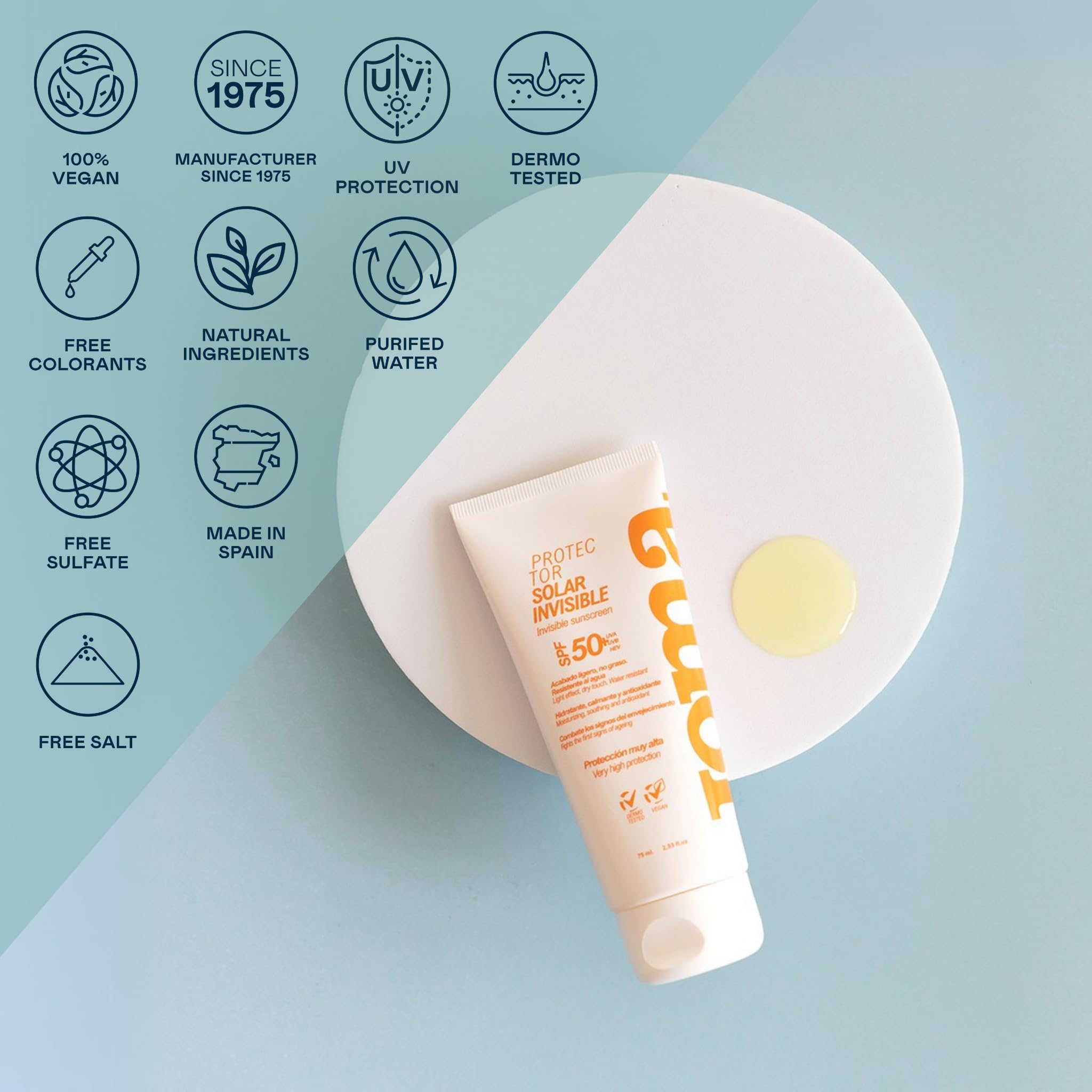 Valquer Invisible Facial Sun Serum SPF 50+ for athletes. Antioxidant and anti-aging protection. Deep hydration and water resistance - Image 2