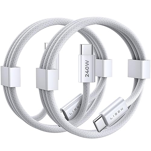Miniatura 8 de LISEN Cable de carga USB C a USB C de 240 W para iPhone 15MacBook ProAir 10 pies2 unidades, cable de carga rápida USBC a USBC para iPhone