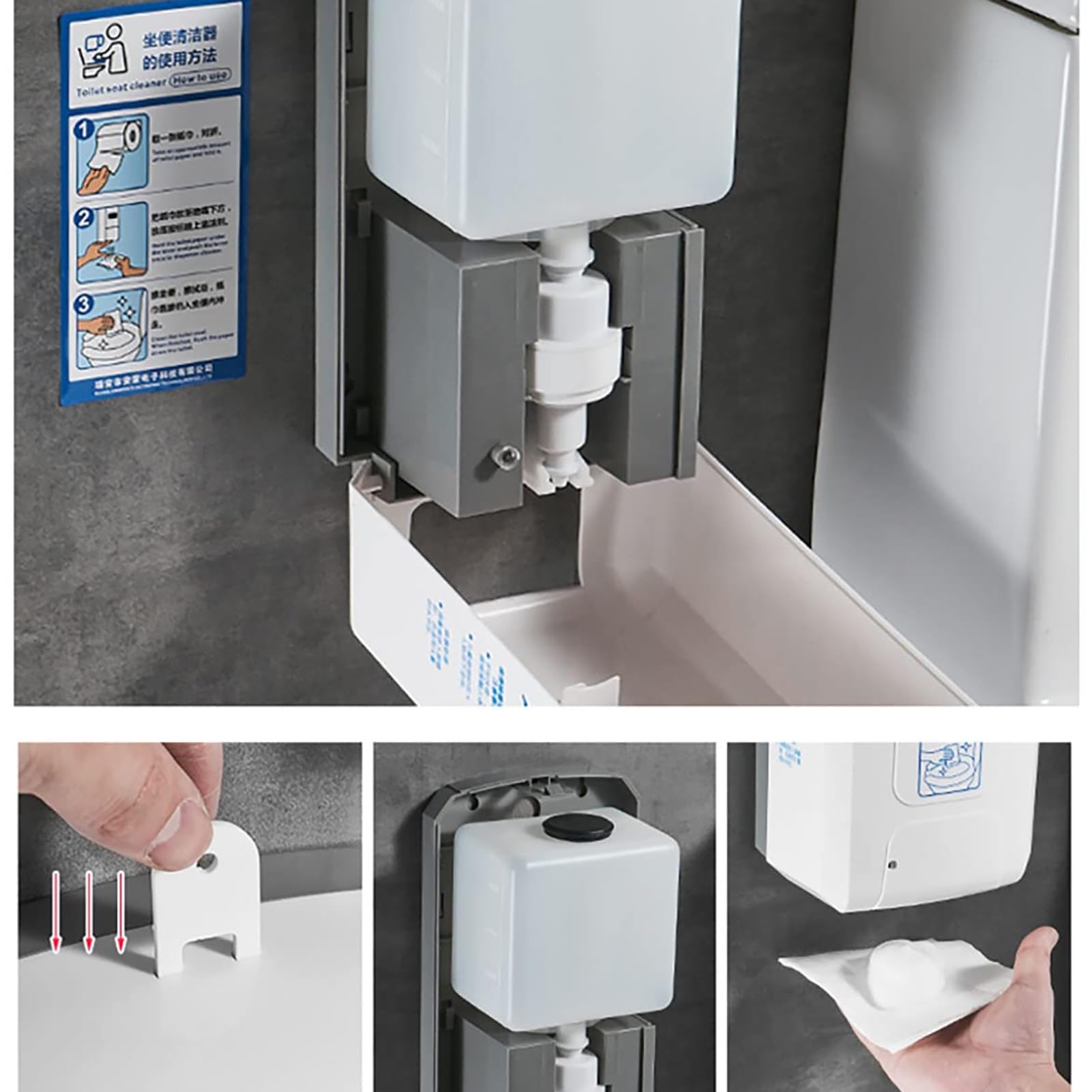 Dispensador automático de jabón en Espuma sin Contacto Pared de 500 ml | Máquina dispensadora de líquido con sensor de movimiento infrarrojo, limpiador de inodoro comercial, con pilas