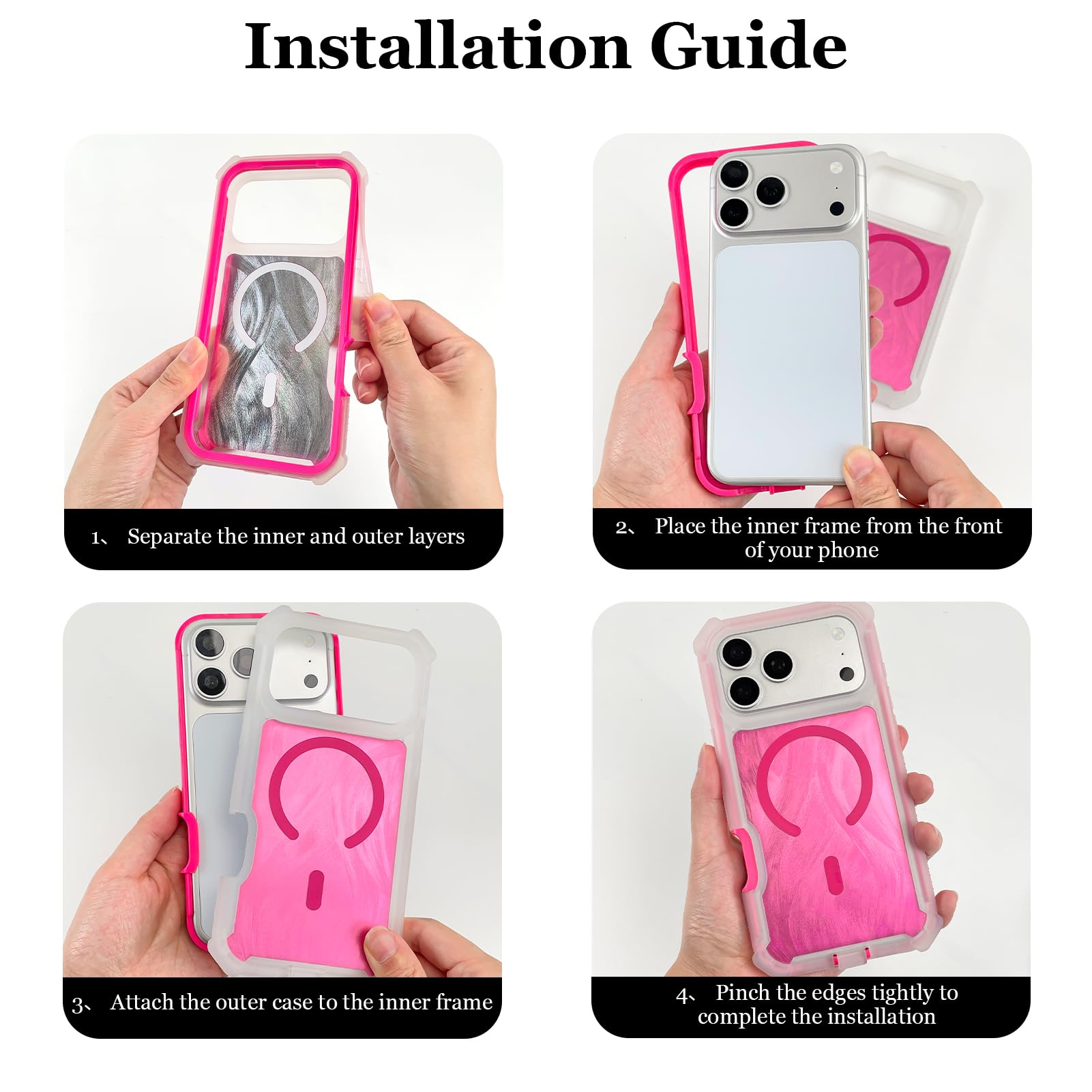 SOKAD Custodia magnetica per iPhone 17 Pro, compatibile con Magsafe, graziosa parte posteriore iridescente glitterata per donne e ragazze, cuscino angolare 2 in 1, resistente, protezione contro le