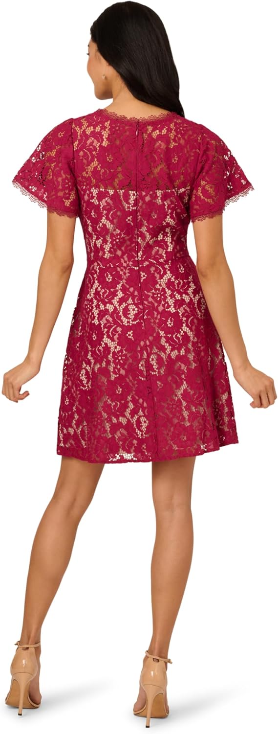 Adrianna Papell Womens Lace Flounce Short Dress - Image 2