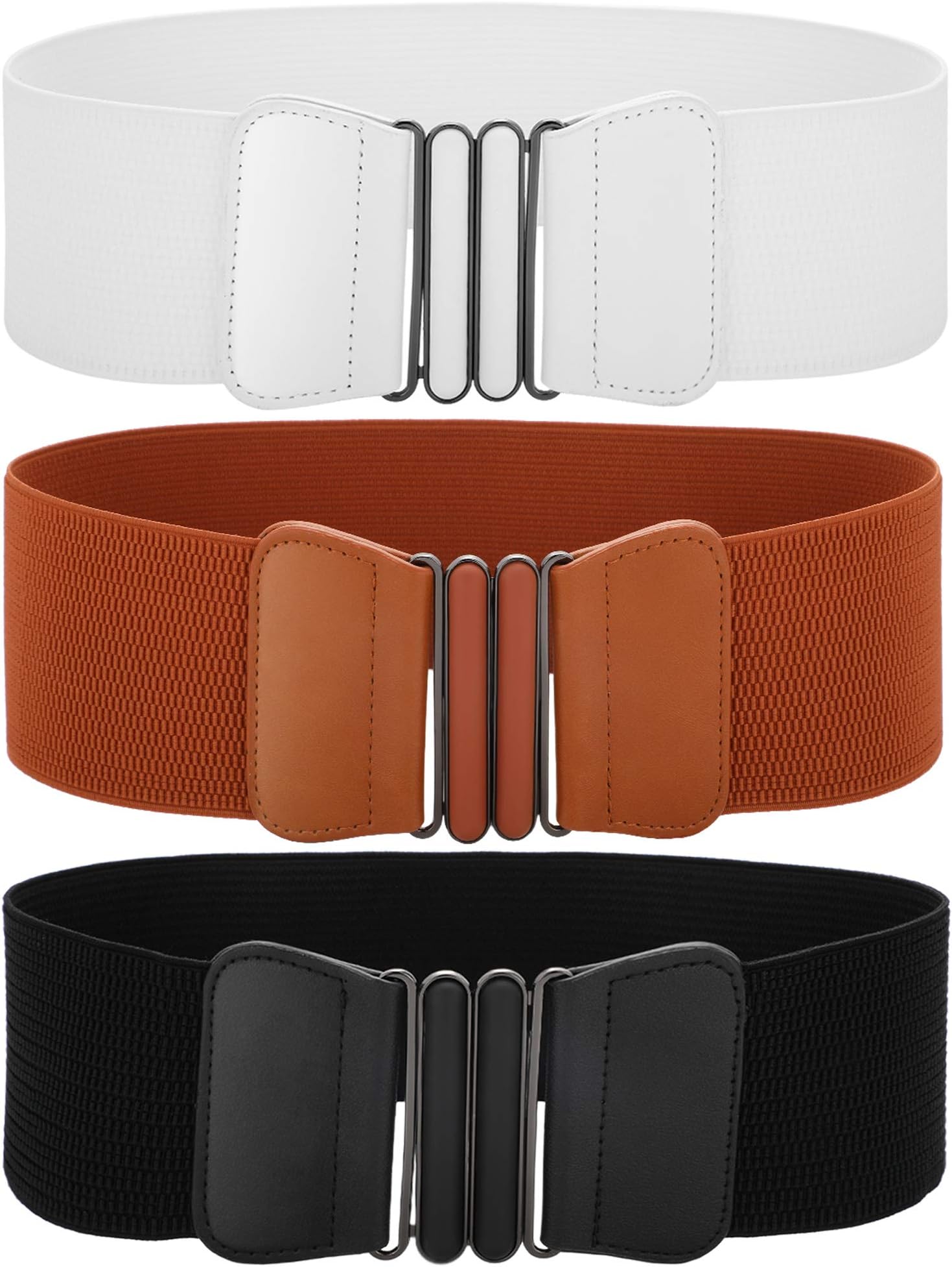 3 Pieces Women Skinny Waist Belt Thin Stretchy Bow Belt for Dress, 3 Colors (Set 17)