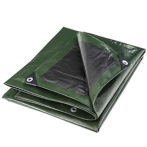 WERKA PRO Telo Multifunzionale Nero e Verde 240 g / m2 4 x 5 m