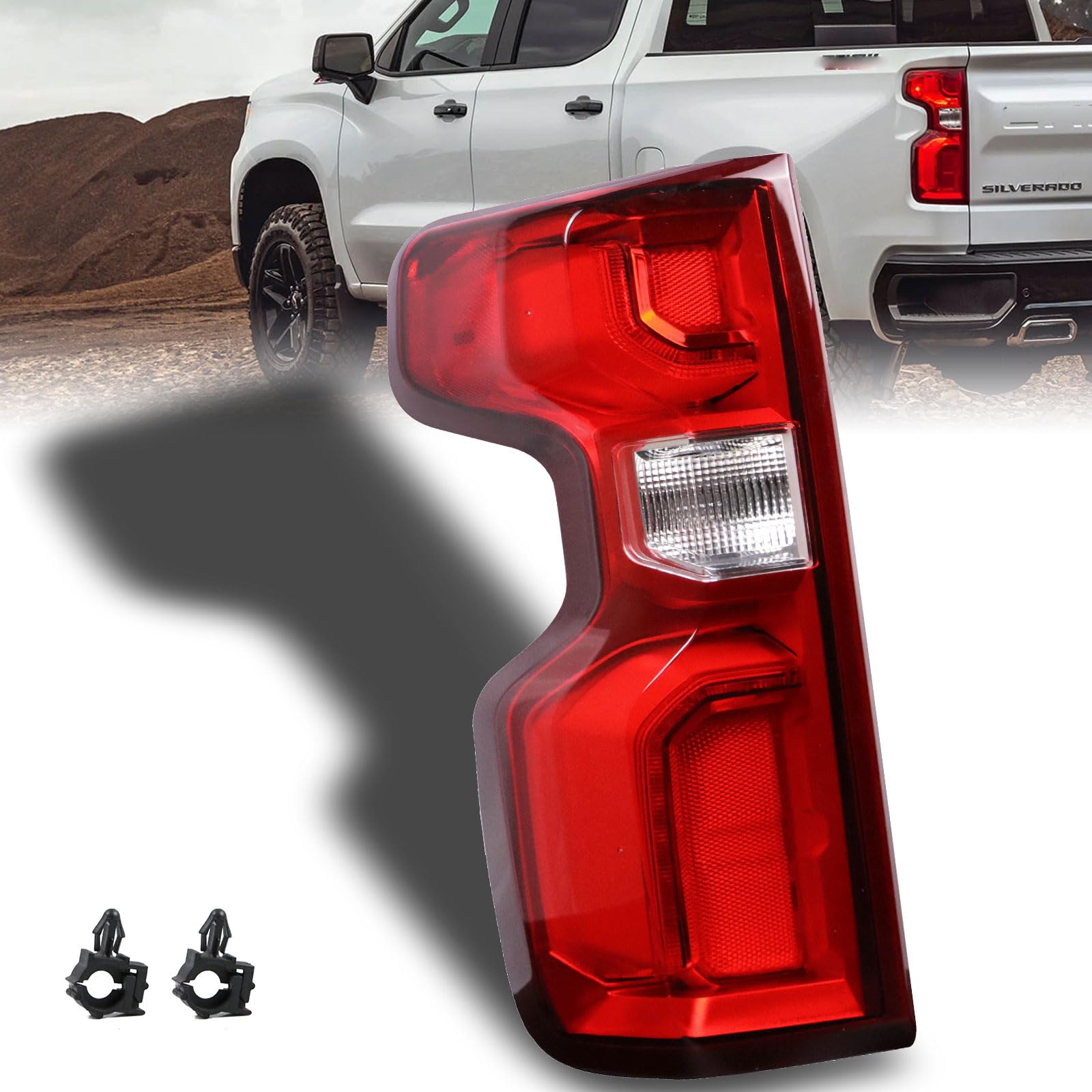 Nakuuly LED Tail Light Assembly Compatible With 2019-2023 Chevy Silverado 1500 Left Driver Side LED Style Taillights Brake Rear Lamp with Bulb and