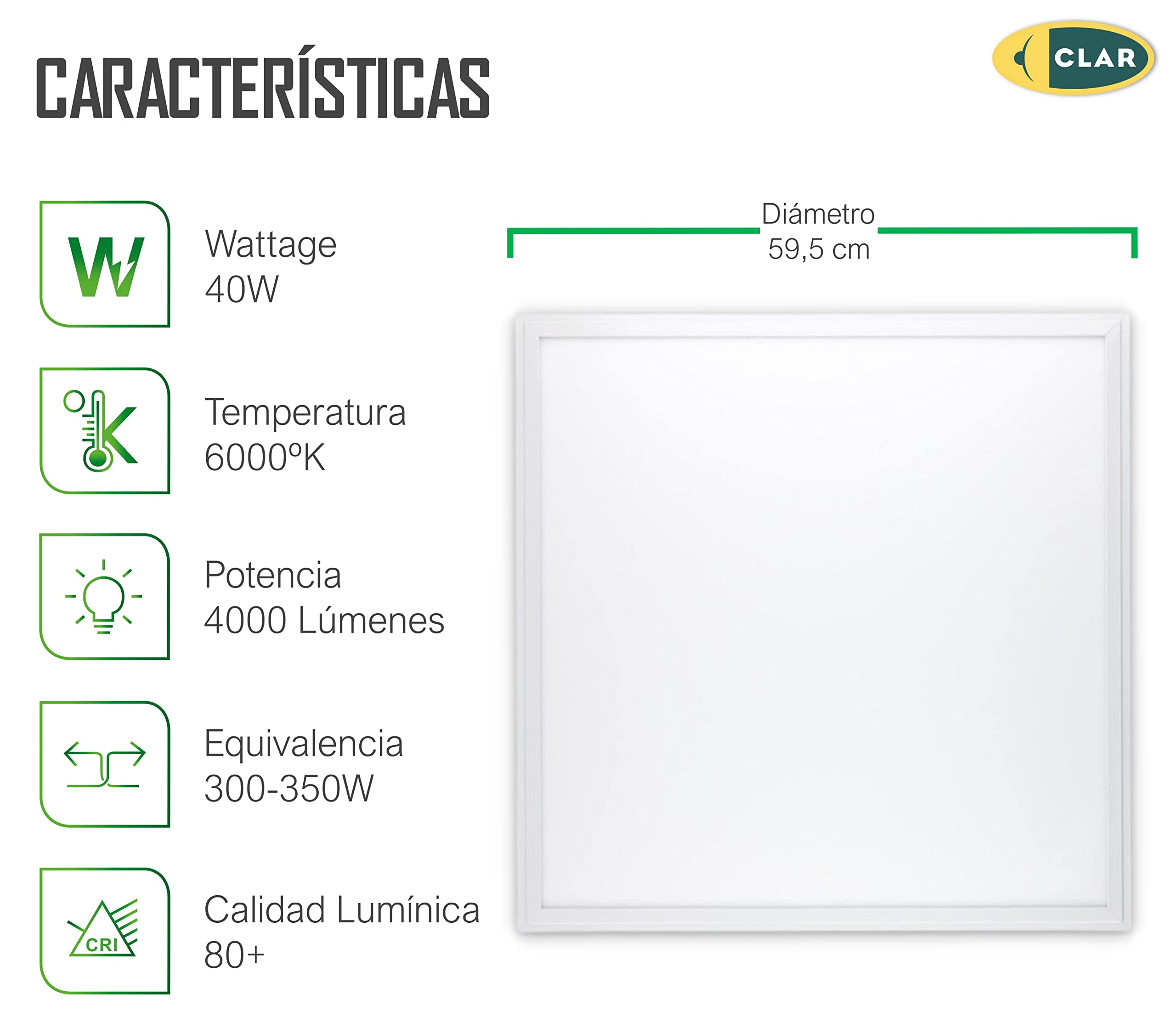 CLAR - Panel LED 60x60, wyświetlacz LED 60x60, panel LED, wyświetlacz LED, panel sufitowy LED, ekrany LED, LED 60x60 sufit, płyta LED, panele LED, panel LED do kuchni, panel LED do kuchni, 40 W
