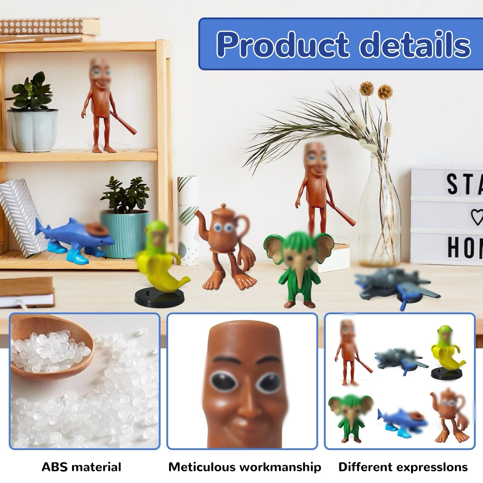 JIASHA Italian Brainrot Figures Set,Tung Tung Tung Sahur-Figura,3D Printed Figura Italian Animals,Tralalelo Tralala Cartoon Figurine Brainrot,Giocattoli Brainrot Per Figuren dei Fan