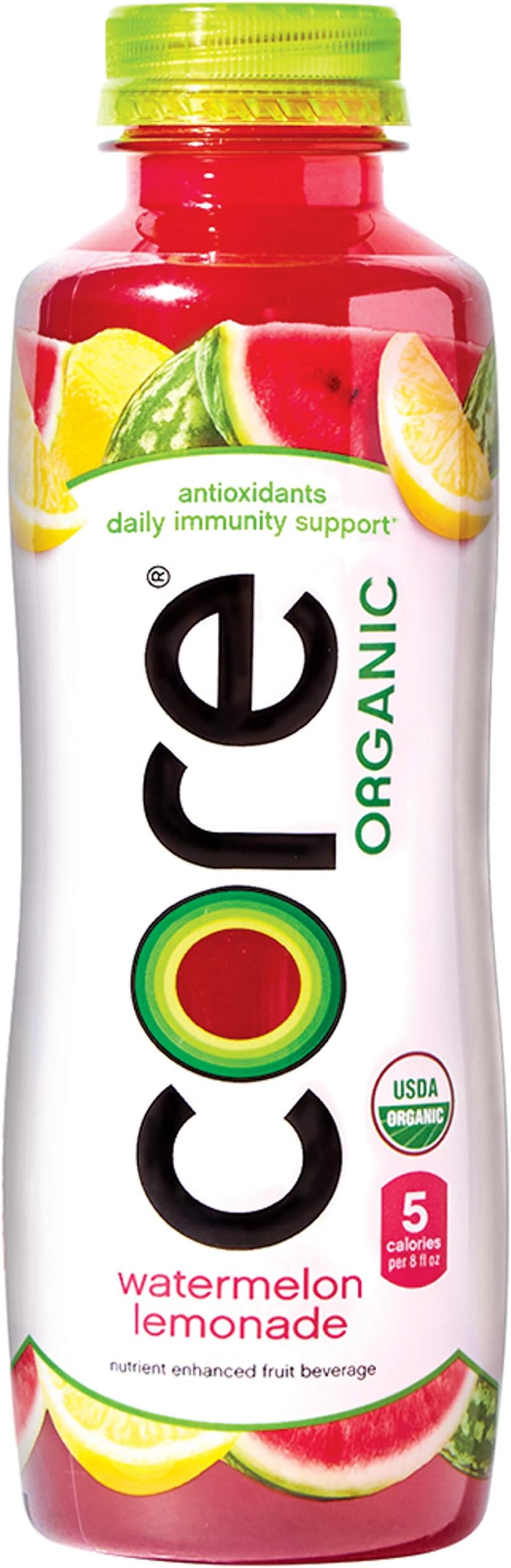Core Organic CORE Organic, Watermelon Lemonade, 18 Fl Oz (Pack of 12), Fruit Infused Beverage, Vegan/Gluten-Free, Non-GMO, Refreshing Flavored Water with Antioxidants, Great For Immunity Support