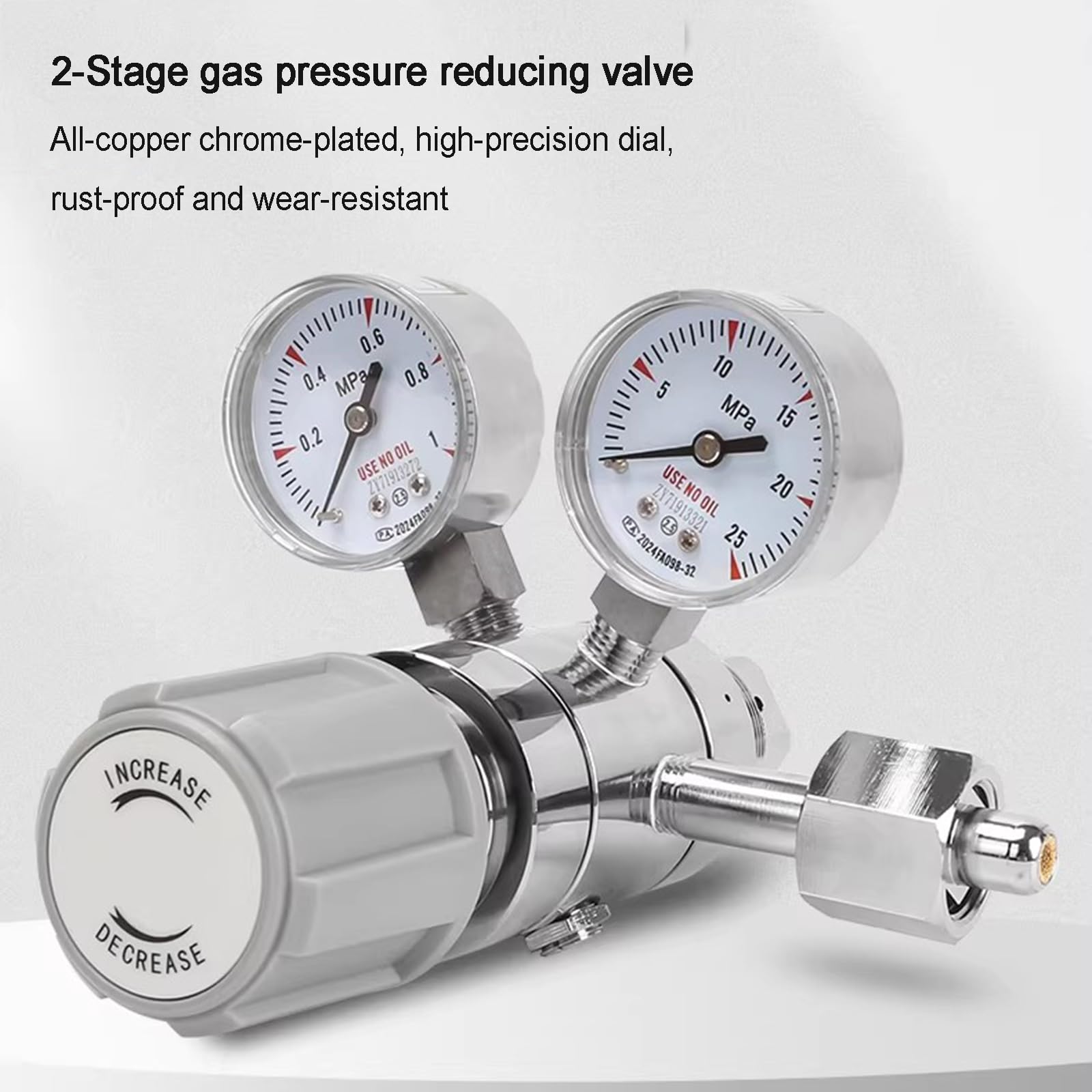 Regulador de CO2 reductor de presión de gas con válvula de alivio de presión de seguridad, construcción de cobre, conexión G5/8 para uso en laboratorio
