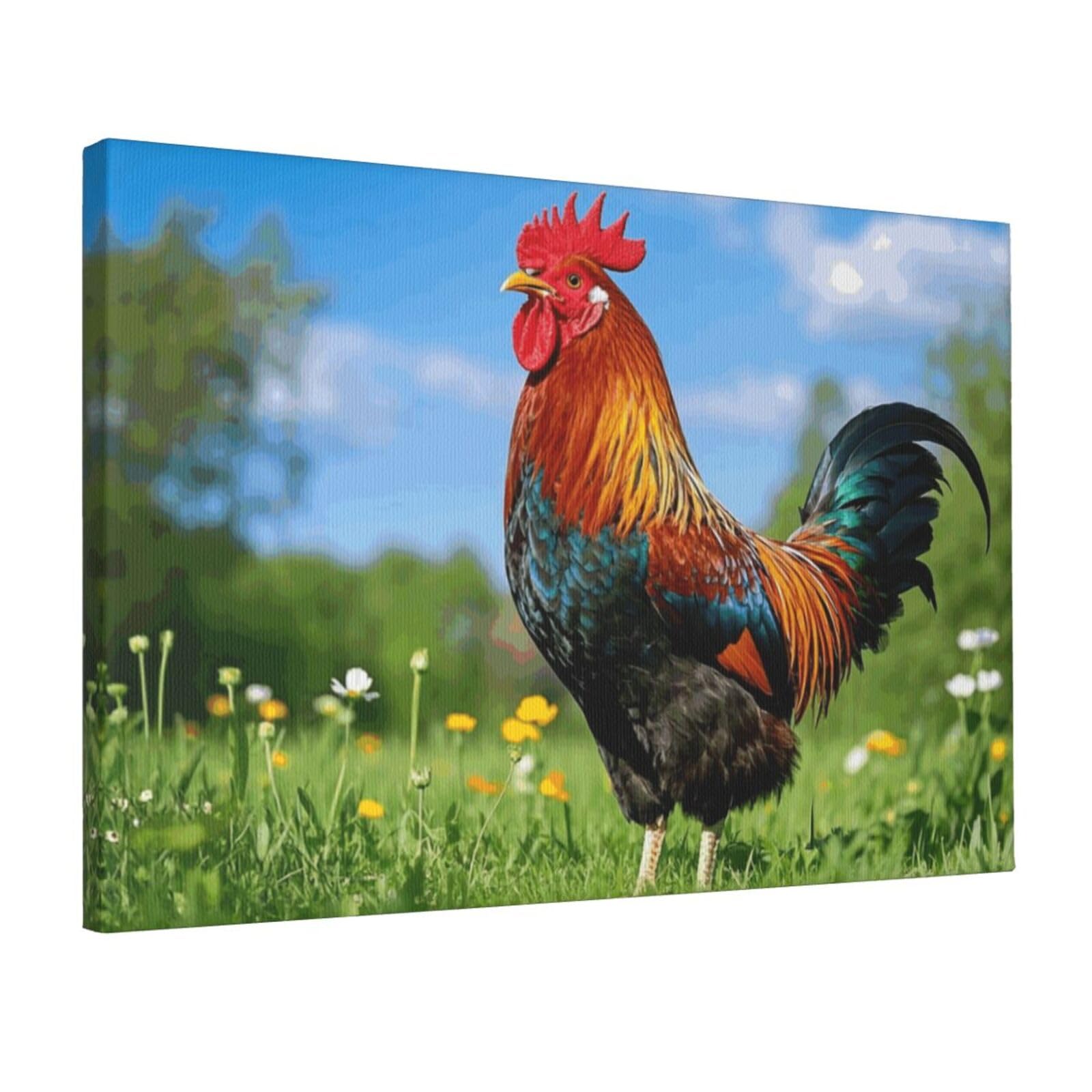 Canvas Wall Art for Living Room Wall Decor 12"x18" Modern Artwork Painting Pictures Hanging Canvas Prints rooster Aesthetic Wall Art for Bedroom Bathroom Office Wallart Decor