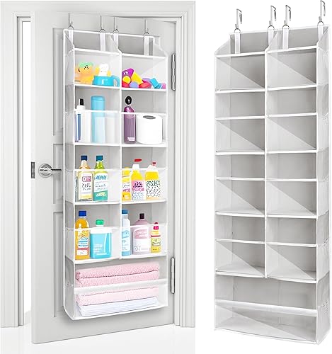 Miniatura 23 de ULG Organizador para colgar sobre la puerta, 5 niveles extra grande con 10 bolsillos de malla, capacidad de 100 libras, organizador de puerta