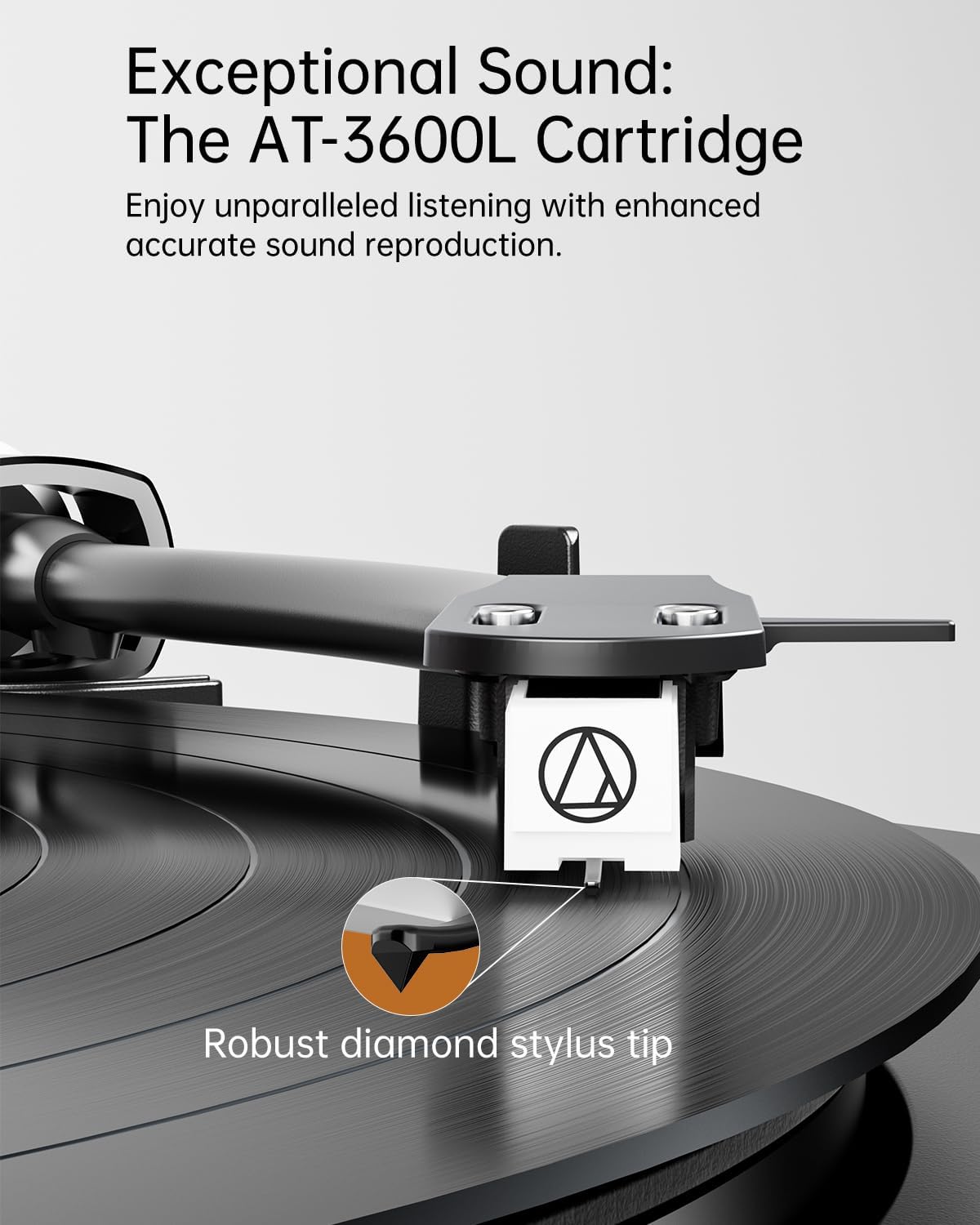 MYKESONIC Automatic Record Player, Bluetooth Belt Drive Vinyl Turntable, Magnetic AT-3600L Cartridge, Bluetooth in & Out, Hi-Fi Stereo Speakers, Aux in Headphone, RCA Out with Remote Control