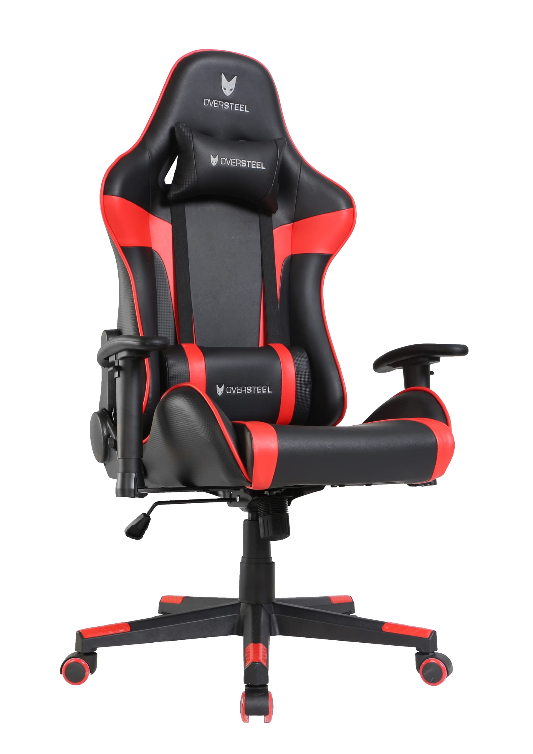 Oversteel - ULTIMET Sedia da gaming professionale in similpelle, braccioli 2D, regolabile in altezza, schienale reclinabile a 180°, pistone a gas classe 3, fino a 120Kg, colore Rosso