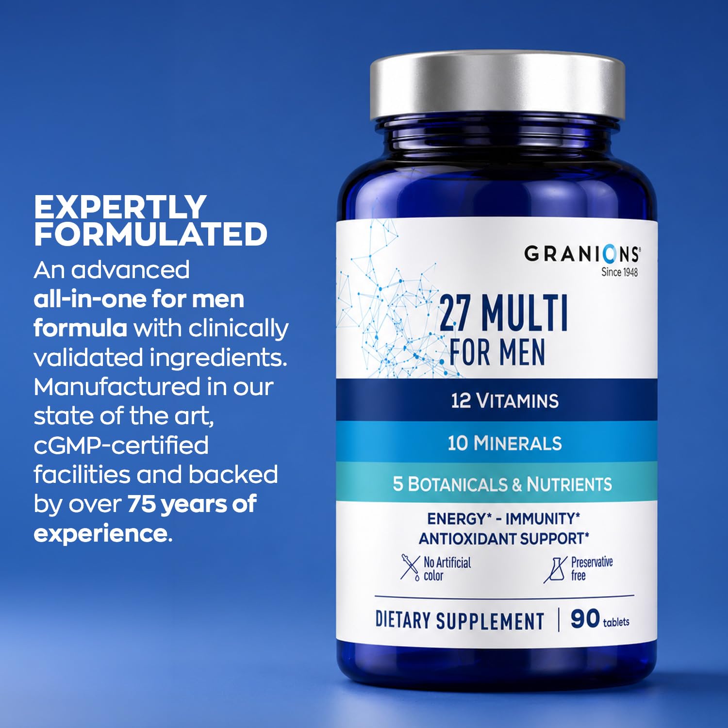 Granions 27 Mens Multivitamins Minerals Extracts - Vitamin D3, C, B12, Zinc, Magnesium, CoQ10, Quercetin, Maca Plus Multivitamin - Daily Mens Vitamins Supplement Multi for Men - 90 Tablets — Amazon image 7