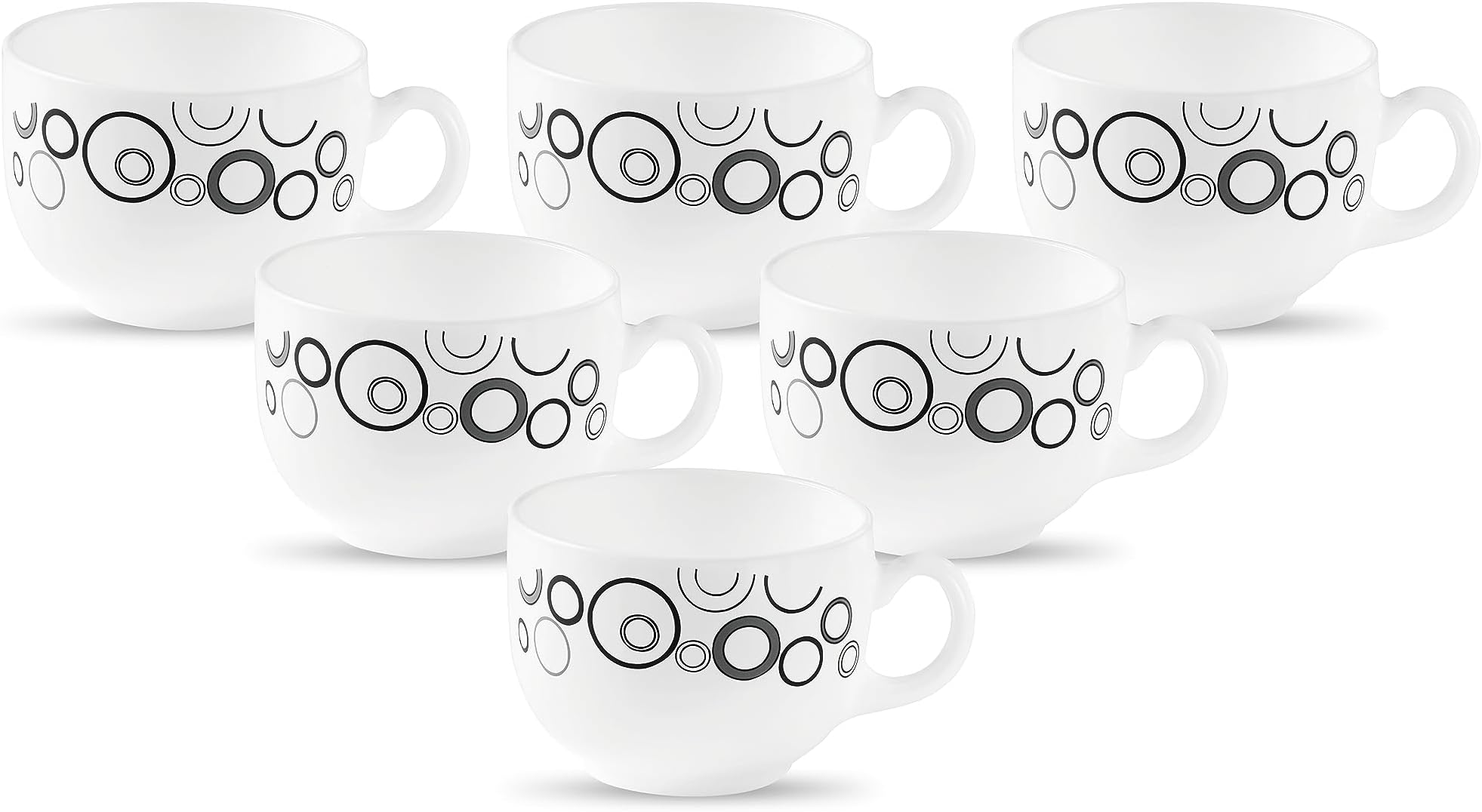 La Opala Diva, Opal Glass Crockery | Coffee Cup Iris, Set of 6 | Misty Drops, 100 ml | for Tea & Coffee | Microwave Safe | 100% Vegetarian | Toughened Extra Strong | Super Light | Super White