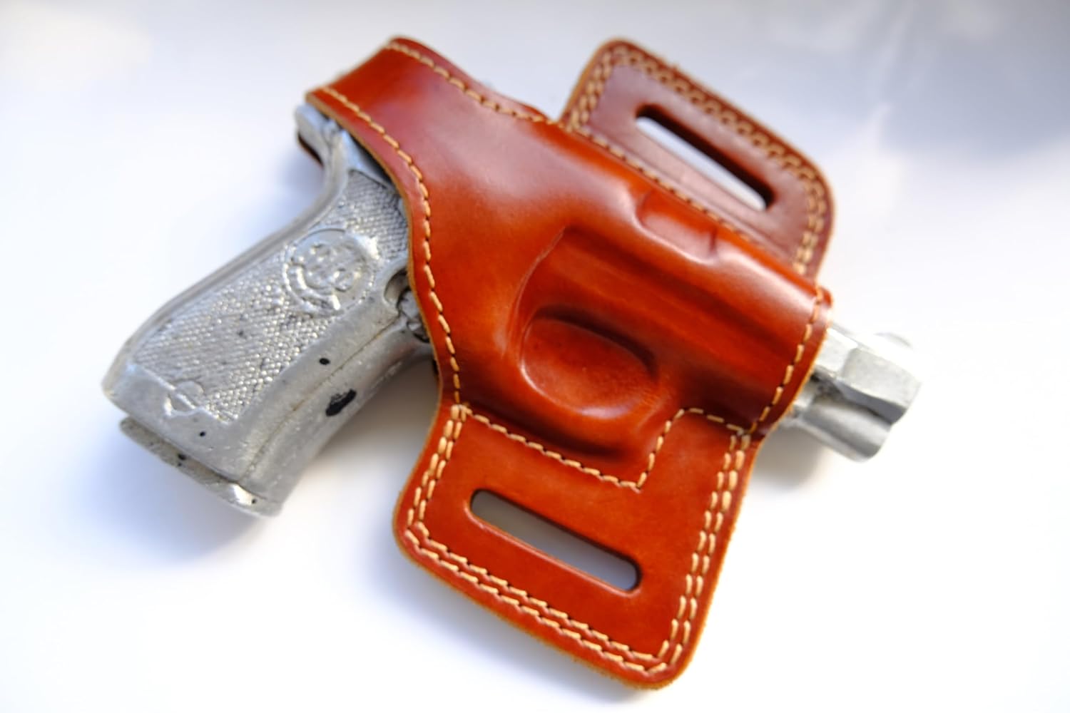 Leather Belt Thumb Break Holster for Beretta Cheetah 84F 85F 85FS 86,87 BB (R.H) Black Tan