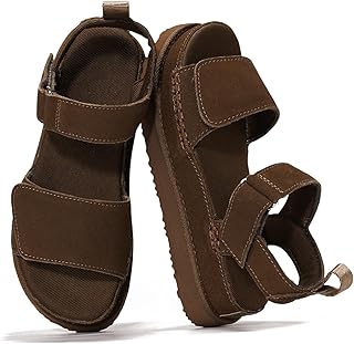 Project Cloud 100% Genuine Leather Platform Sandals For Women - Memory Foam Insole Slip Resistant Chunky Womens Sandals with adjustable straps - Wedge Sandals for Women 2026 (Bronzestar)