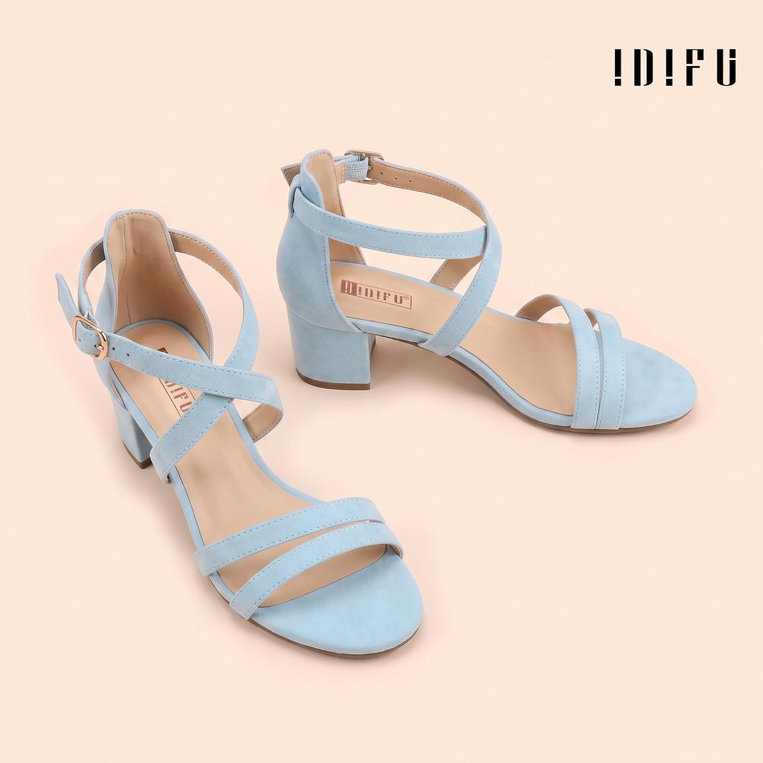  Women's Block Low Chunky Heels Strappy Heeled Sandals thumbnail