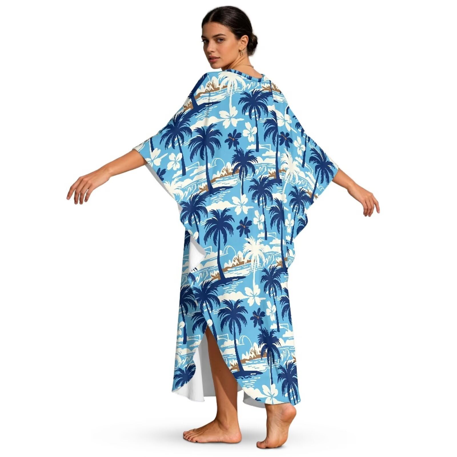 Xoenoiee Damskie sukienki kaftan plus size okrycie rękaw nietoperz letni strój kąpielowy kaftan okrycie plażowe