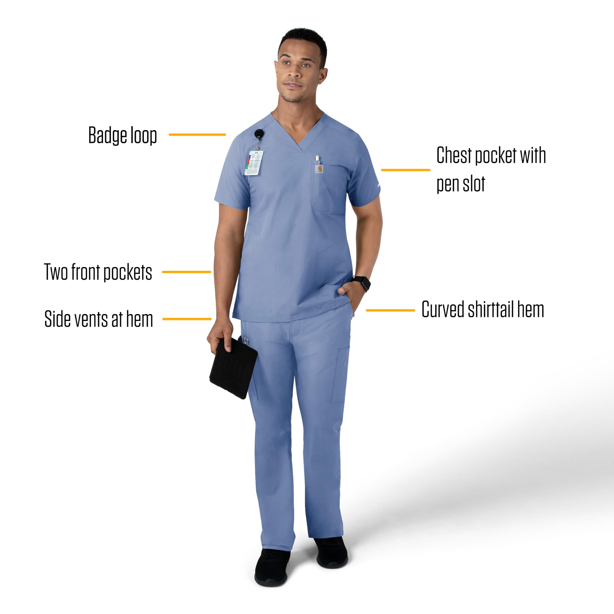 Carhartt Scrubs C15106 Force Herren-Top mit Brusttasche, Moderne Passform