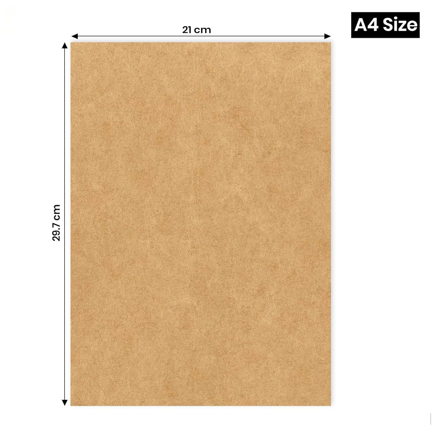 A4 Kraft/Craft Paper Craft Liner Sheet - 300 GSM, Brown Color, Pack of 10 Pcs | for DIY Craft, Scrapbooking, Art, Etc.