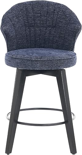 Miniatura 9 de Wing Back Swivel Bar Stools Set of 2-25in Counter Height Adjustable Dining Chairs with Solid Wood Legs & Chenille Upholstery for Kitchen Island,