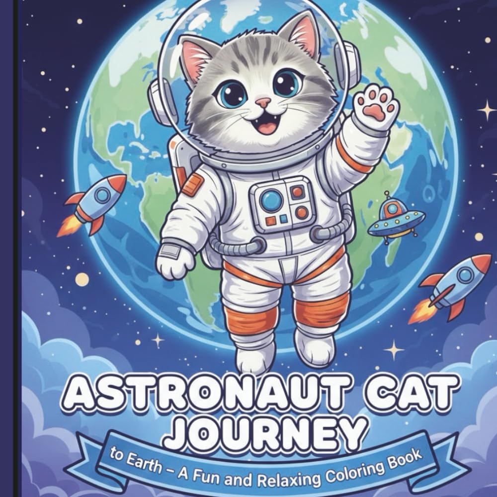 Astronaut Cat Journey: A Fun and Relaxing Coloring Book with a Cute Space Cat Adventure for Kids, Teens, and Cat Lovers