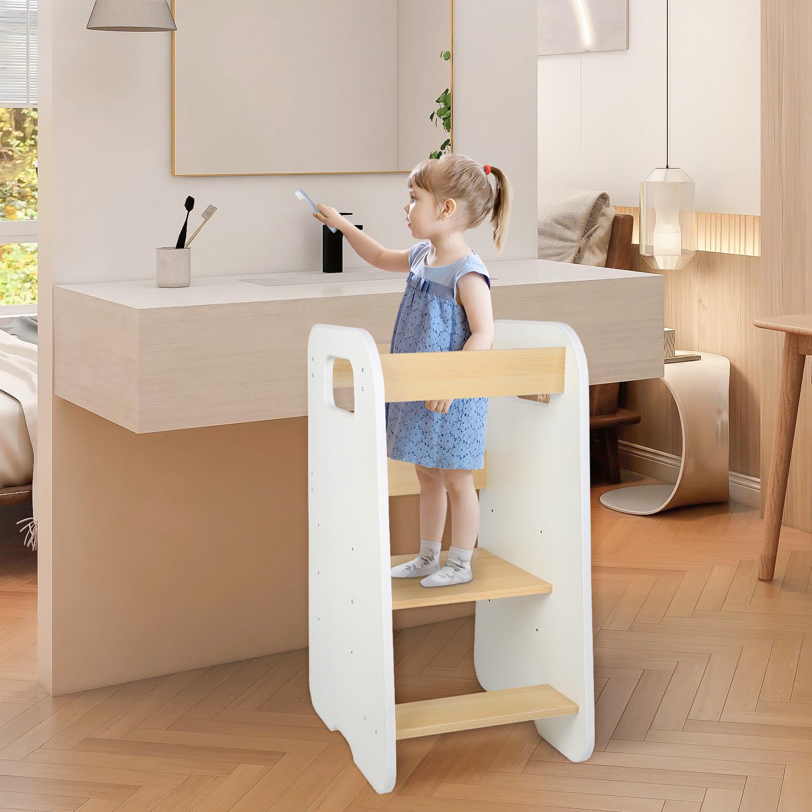 Beobachtungsturm für Kinder, Lernturm ab 1 Jahr – sicher und höhenverstellbar – elegant und robust – Beobachtungsturm für Kinder, Lernturm aus Holz von 18 Monaten – 80 x 50 x 40 cm