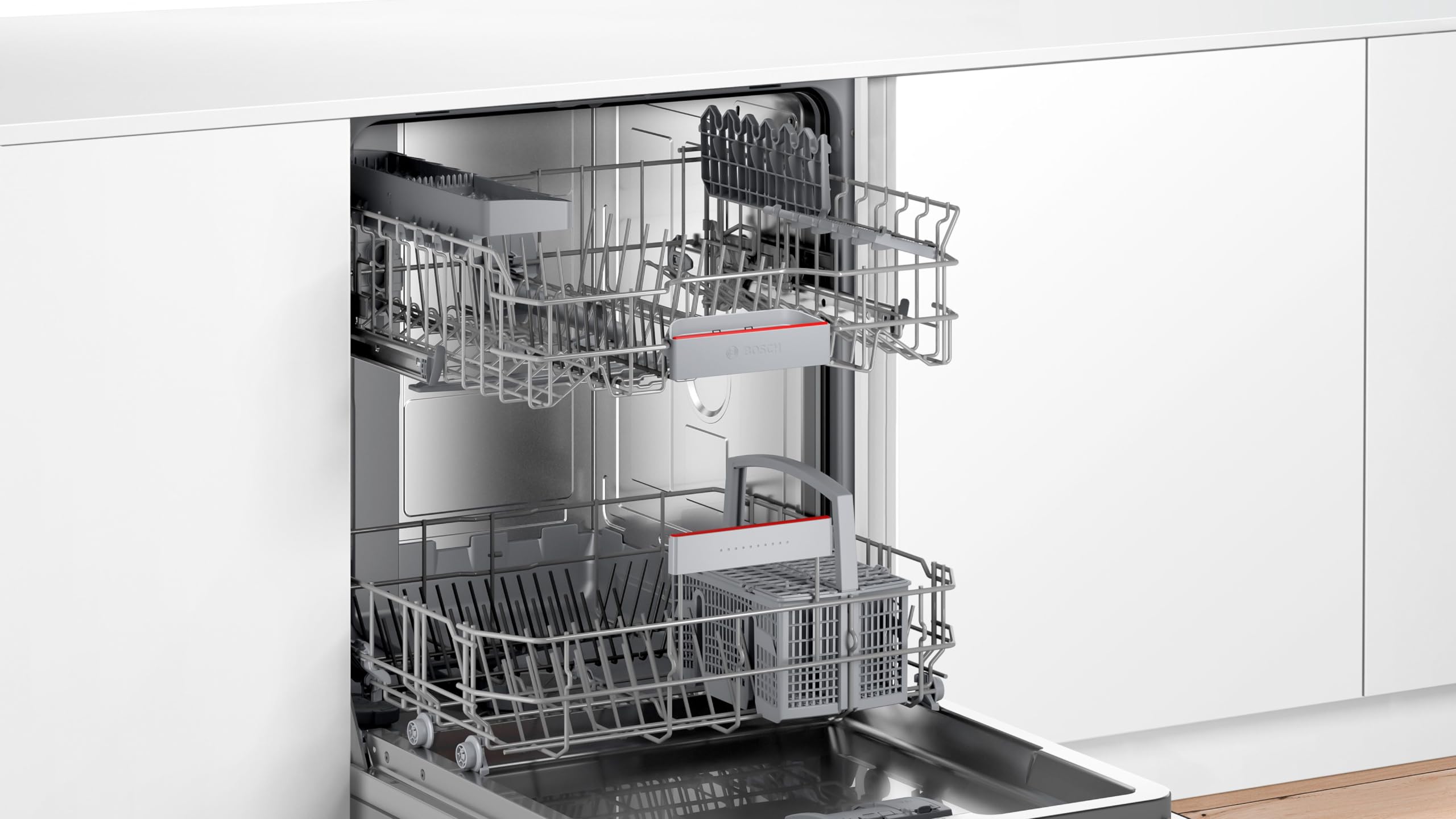 Bosch Serie 4, Teilintegrierter Geschirrspüler, 60 cm, Edelstahl, SMI4ETS00E