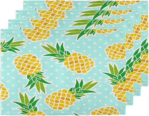 Miniatura 1 de Pineapple Plants Theme Placemats Set of 4 Table Mats Washable Placemat Waterproof Place Mats for Party Home Dining Table Decor 18x12 in
