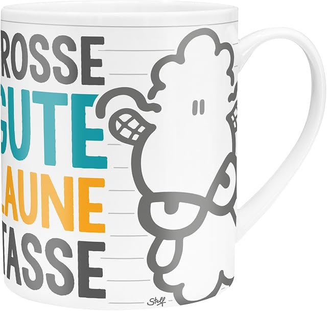 Sheepworld "Gute Laune": Bardzo duży kubek z porcelany z nadrukiem motywu, w banderoli prezentowej z kartonu 45395 wielokolorowy