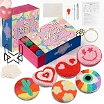 yuegool 6PCS Punch Needle Coasters Kit,Easy DIY Punch Needle Embroidery Kit for Beginners Adults Including Patterns, Tools, Yarns, Hoop, Instruction, Coaster Holder Art Craft Supplies
