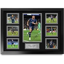 HWC Trading Kylian Mbappe Paris Blue and Reds Printed Memorabilia Signed Autograph Photograph Display for Soccer Fans and Supporters - A2 Framed